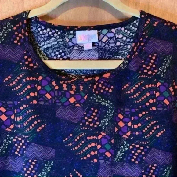 LulaRoe Womens Multicolor Round Neck High Low Tunic Blouse Top SZ S - Picture 2 of 15